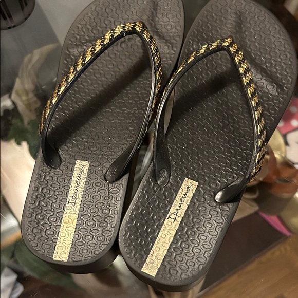 Ipanema Black and Gold Sandals - Picture 1 of 5